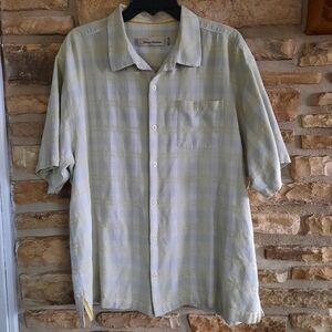 Tommy Bahama 80% Silk Shirt Mens Size XL Short Sleeve Button Down Tan Beige